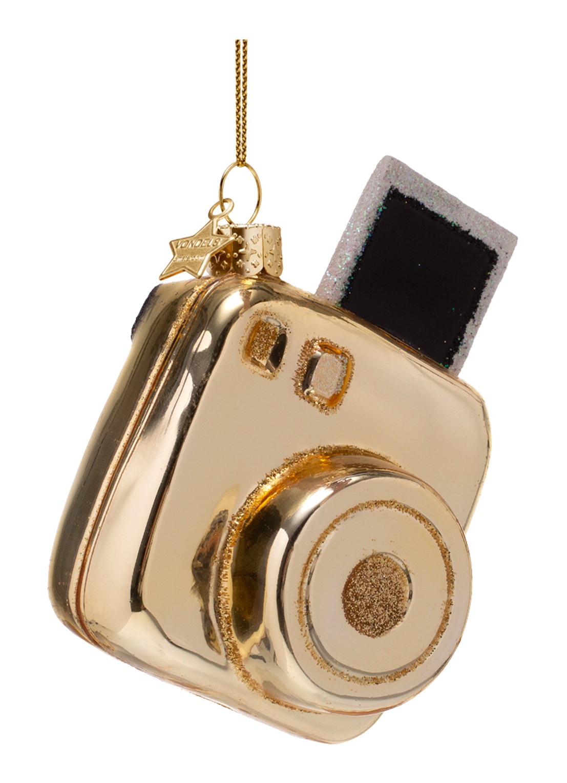 Vondels  Instant fotocamera kersthanger 9,5 cm - voorkant 5 goud