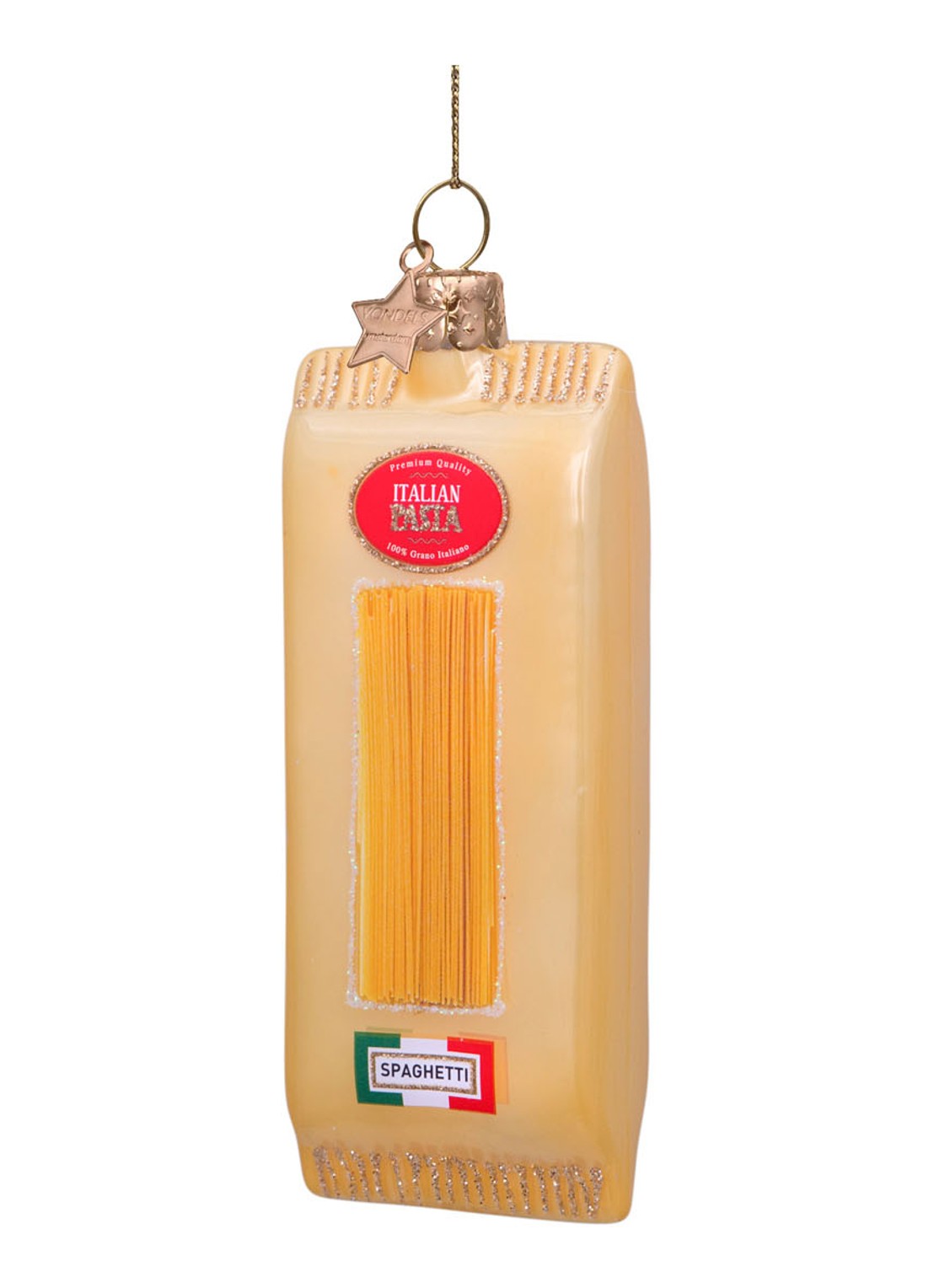 Vondels Italiaanse Spaghetti kersthanger 11 cm - voorkant multicolor