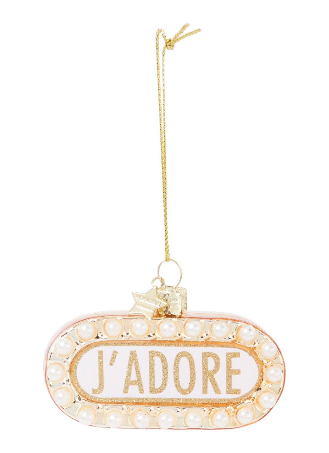 Vondels J'ADORE kersthanger 8,5 cm - voorkant 2 goud