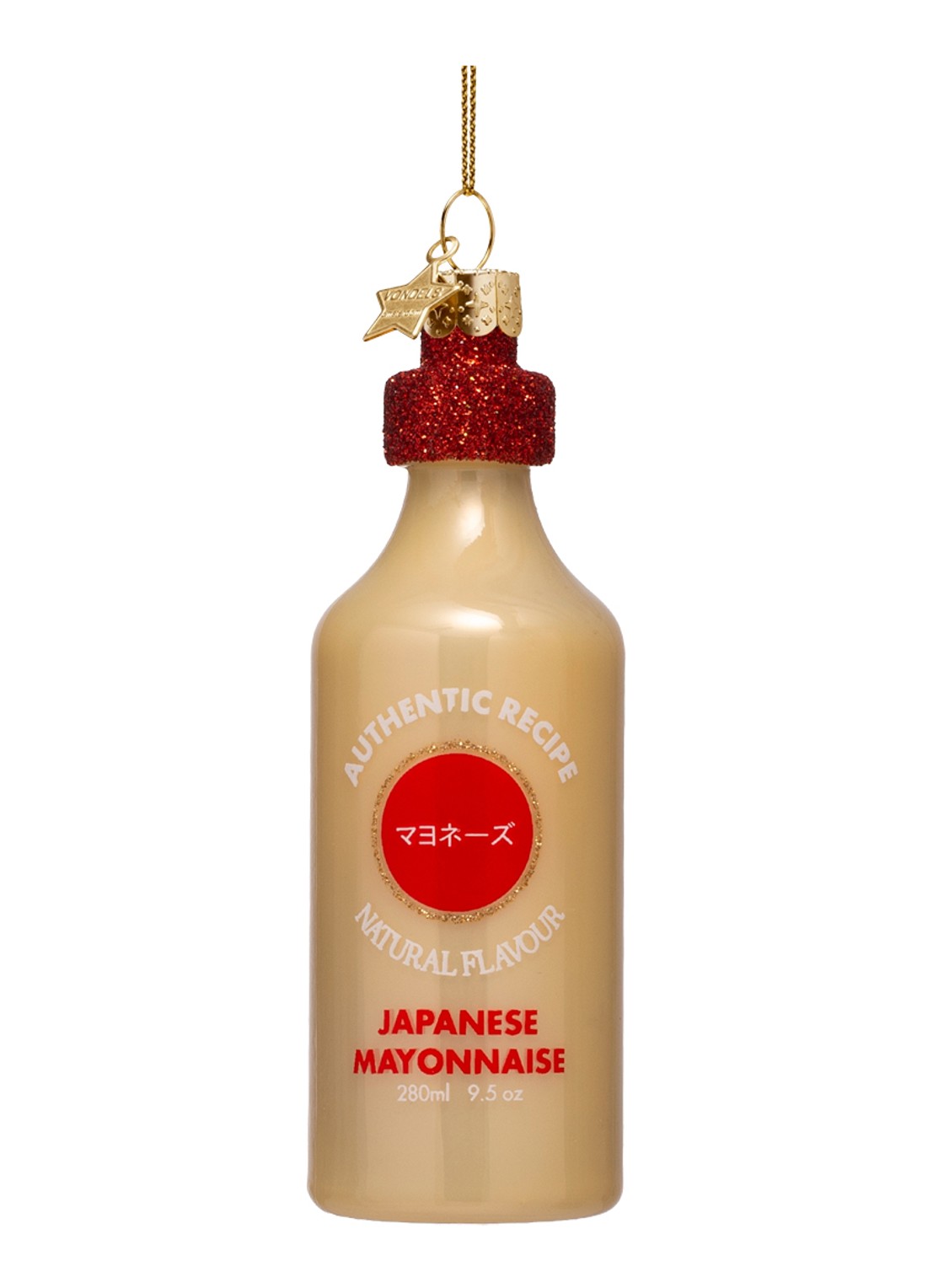 Vondels Japanese Mayonnaise kersthanger 11,5 cm - voorkant beige