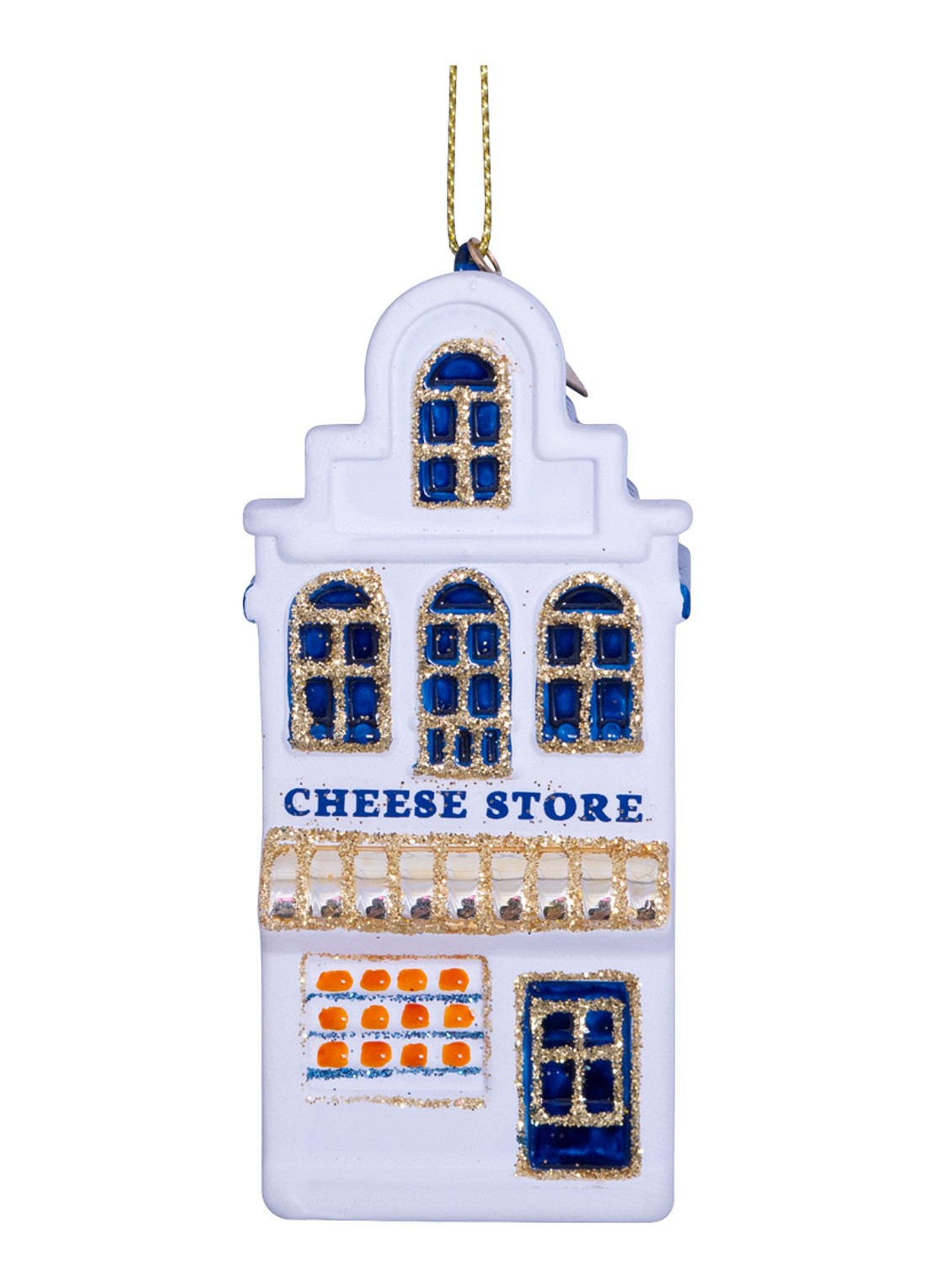 Vondels Kaaswinkel kersthanger 9,5 cm - voorkant 3 wit