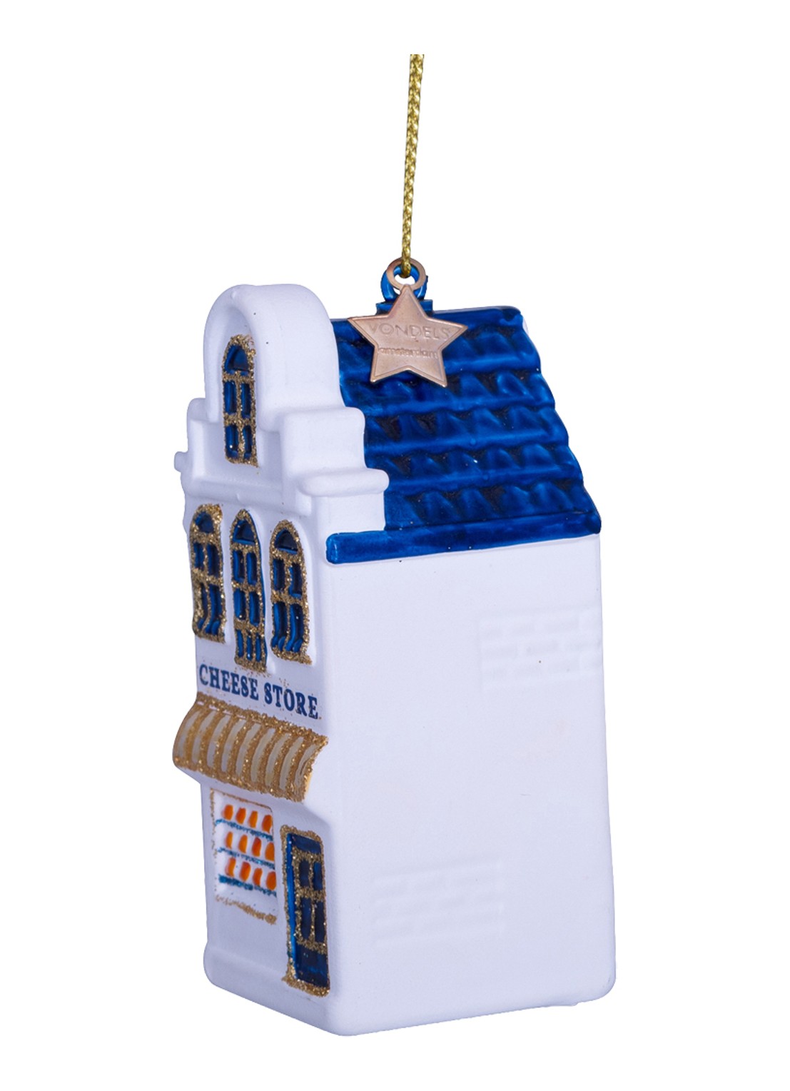 Vondels Kaaswinkel kersthanger 9,5 cm - voorkant 4 wit