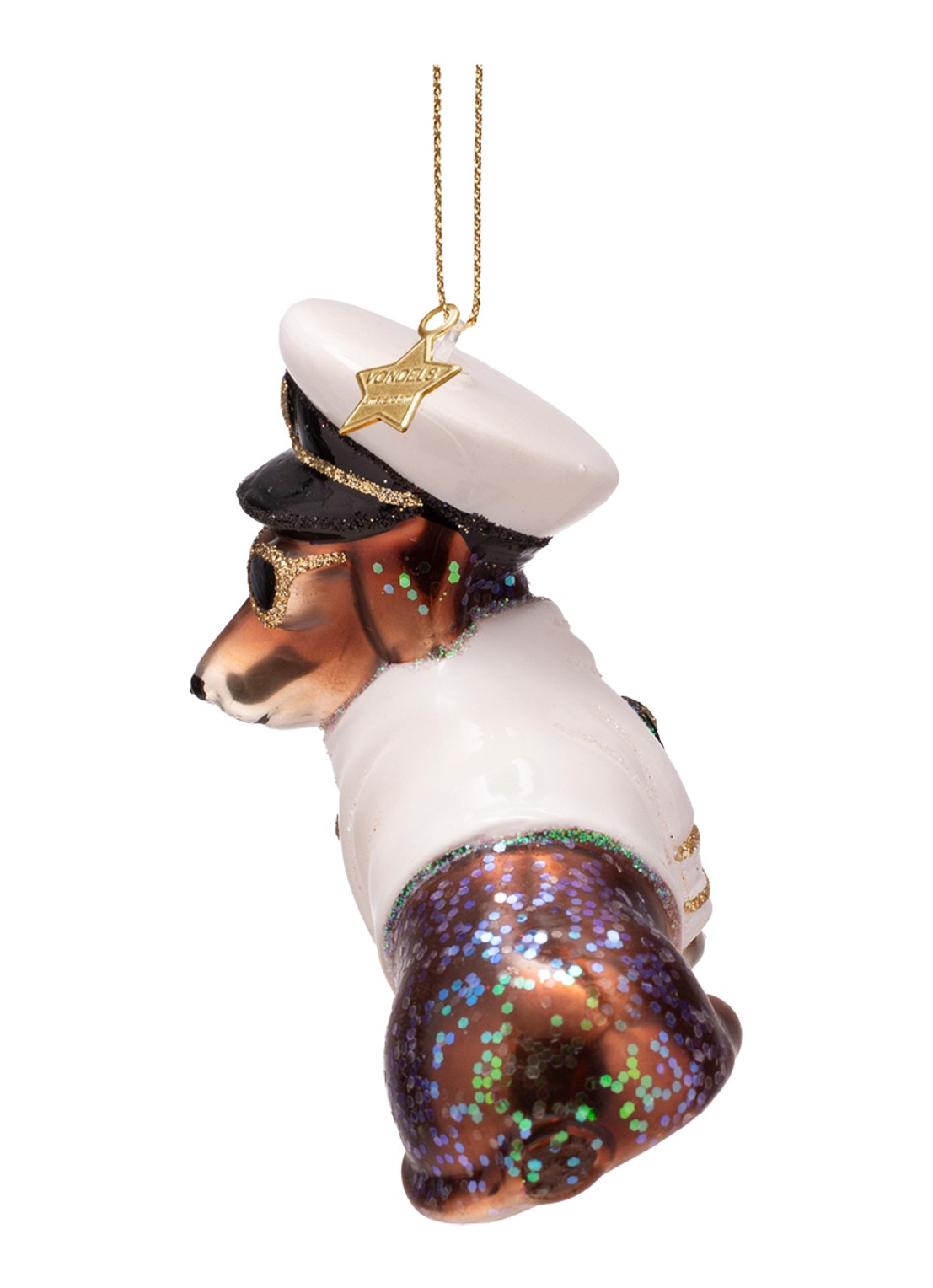 Vondels Kapitein Hond kersthanger 8 cm - detail 5 wit