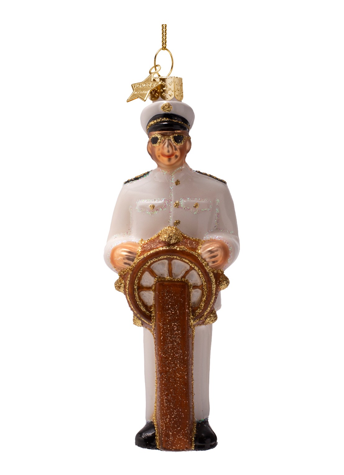 Vondels Kapitein kersthanger 13,5 cm - voorkant 3 wit