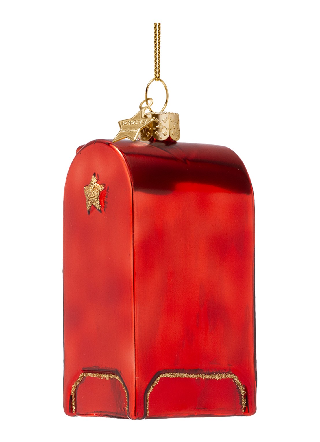 Vondels Kerstman's Postbus kersthanger 8 cm - achterkant rood
