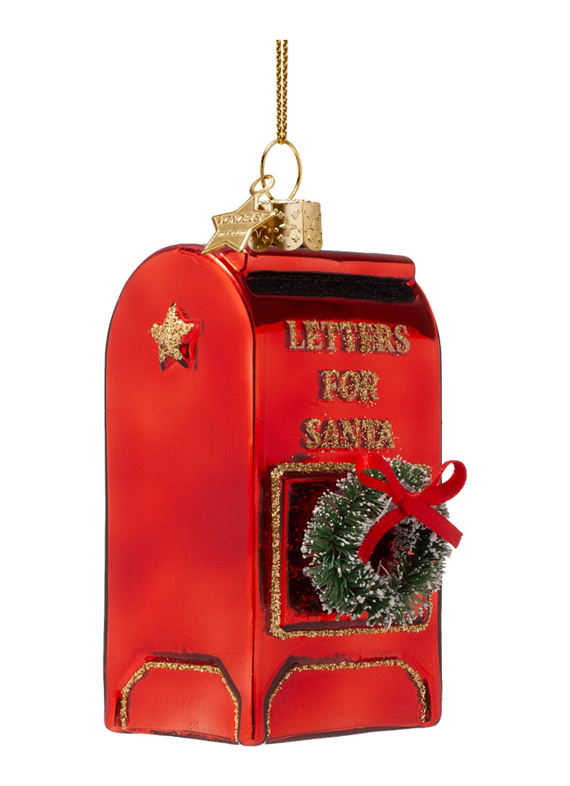 Vondels Kerstman's Postbus kersthanger 8 cm - voorkant 3 rood