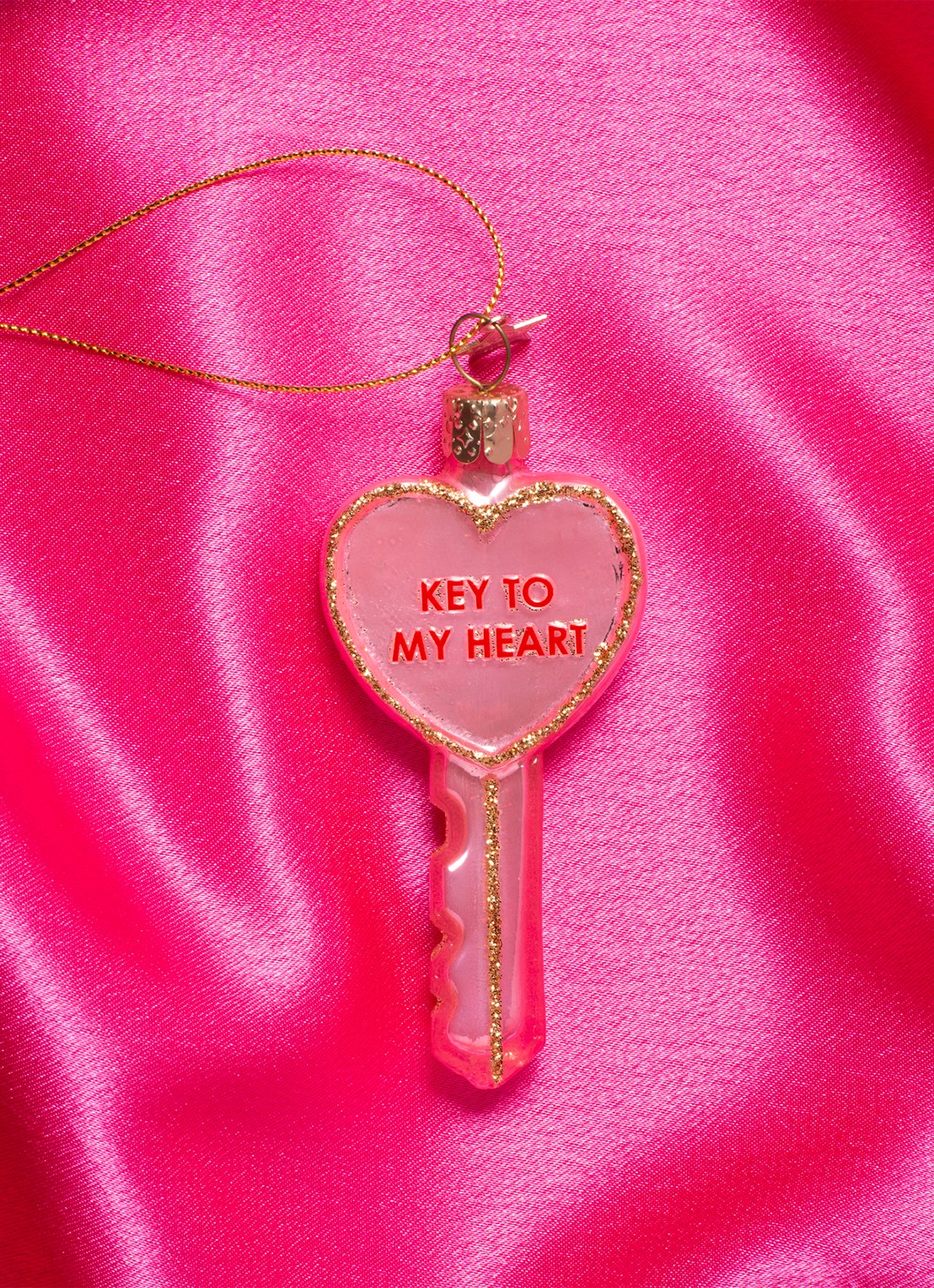 Vondels Key to my Heart kersthanger 9 cm - voorkant 4 roze