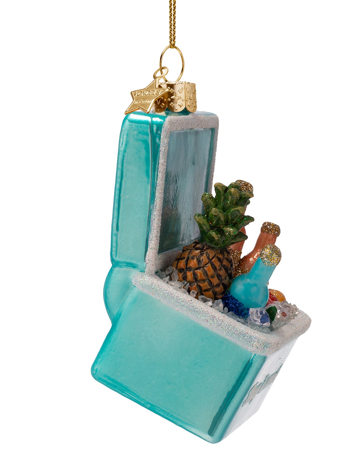 Vondels Koelbox kersthanger 11 cm - achterkant 3 blauw