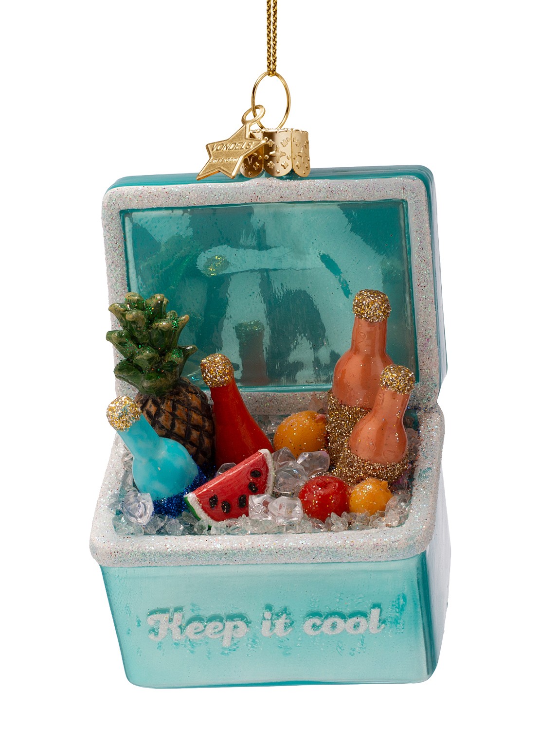 Vondels Koelbox kersthanger 11 cm - voorkant 4 blauw