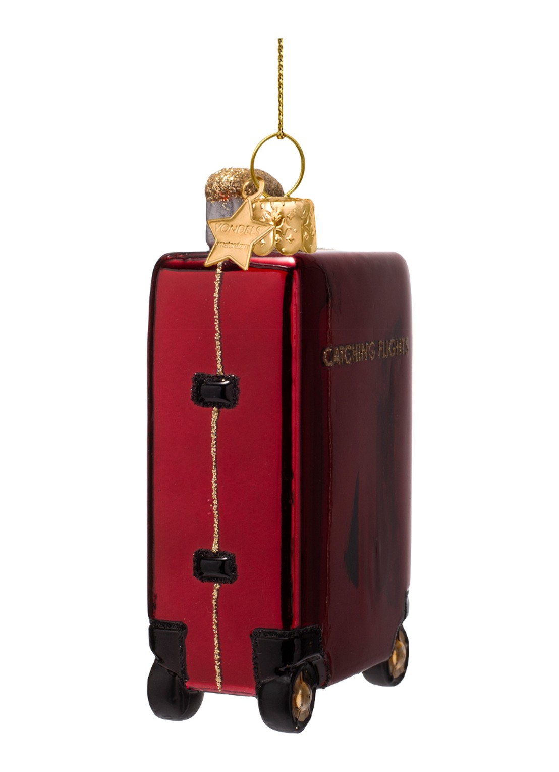 Vondels Koffer kersthanger 10 cm - detail rood