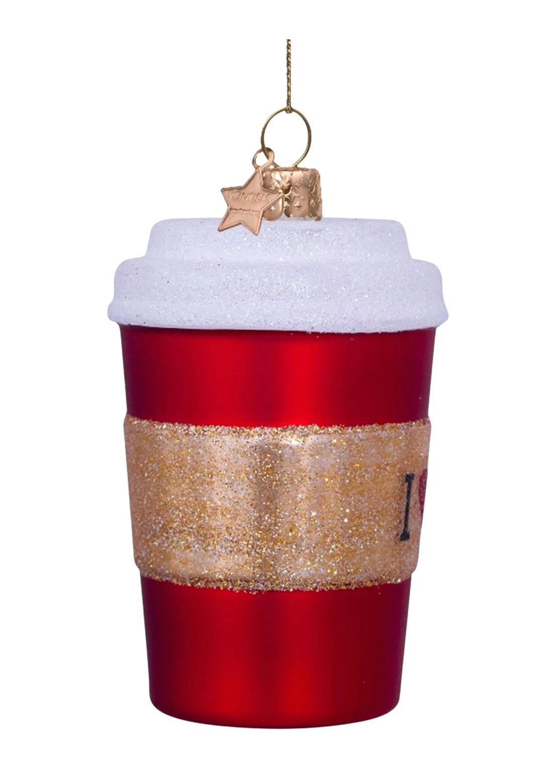 Vondels Koffiebeker kersthanger 9 cm - achterkant 3 rood