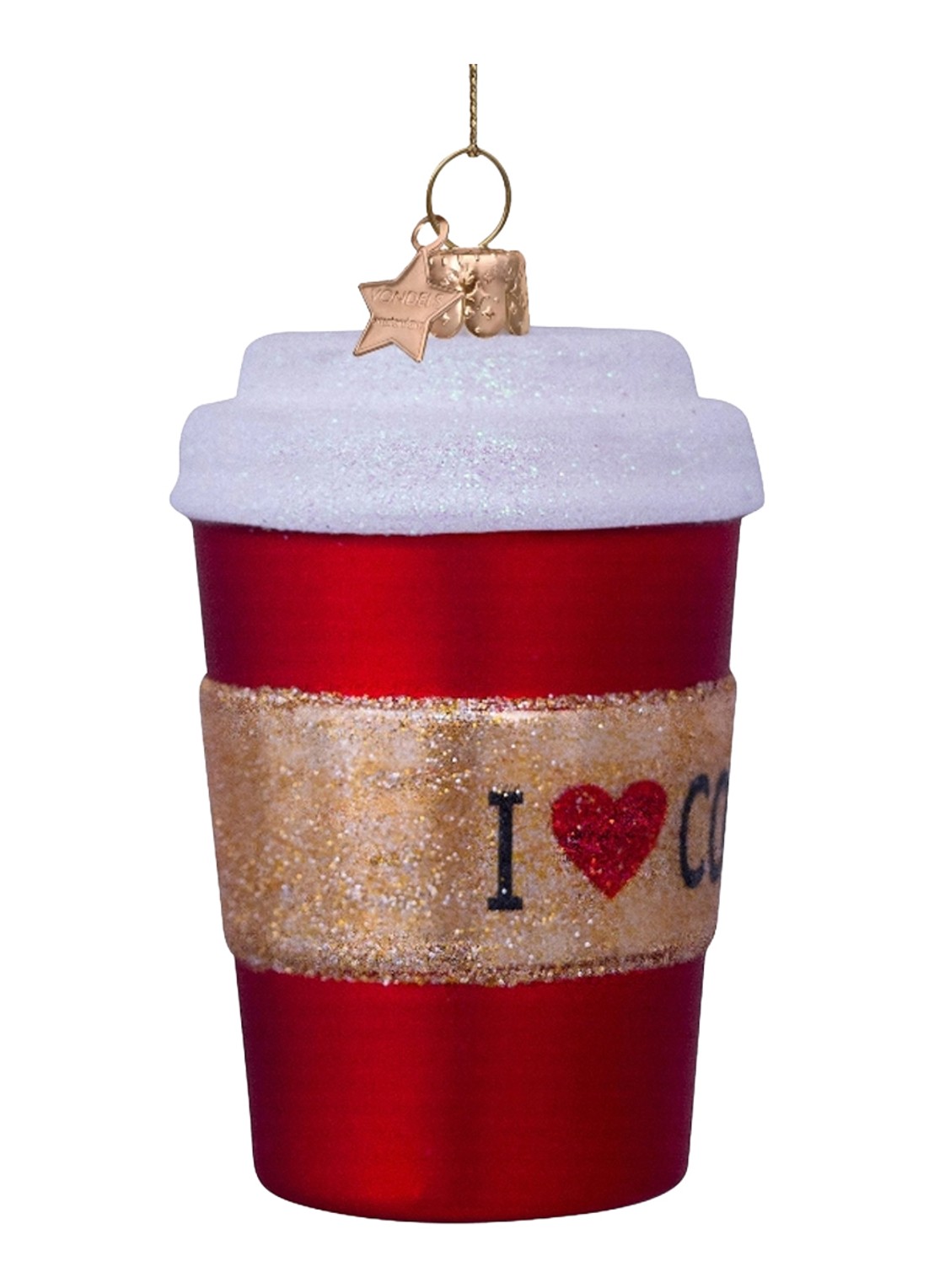 Vondels Koffiebeker kersthanger 9 cm - detail 4 rood