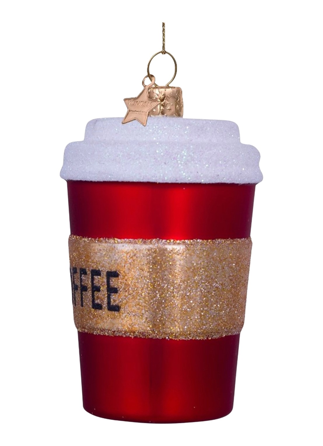 Vondels Koffiebeker kersthanger 9 cm - detail 5 rood