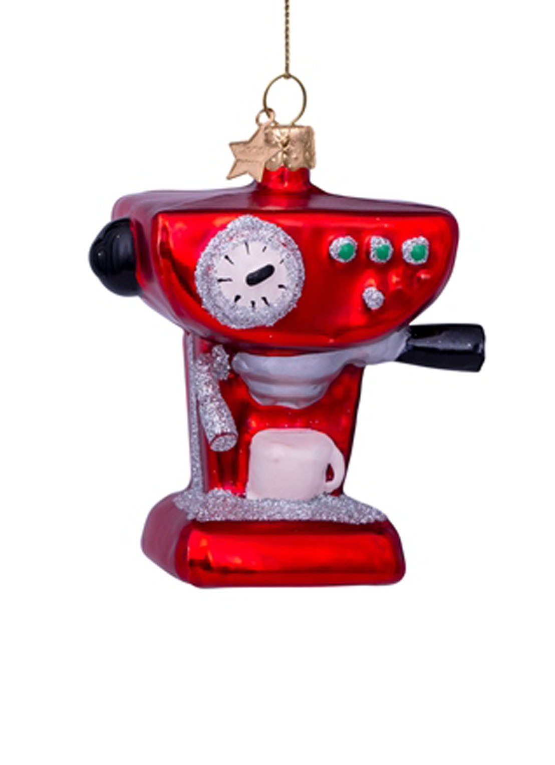 Vondels Koffiemachine kersthanger 9 cm - voorkant rood