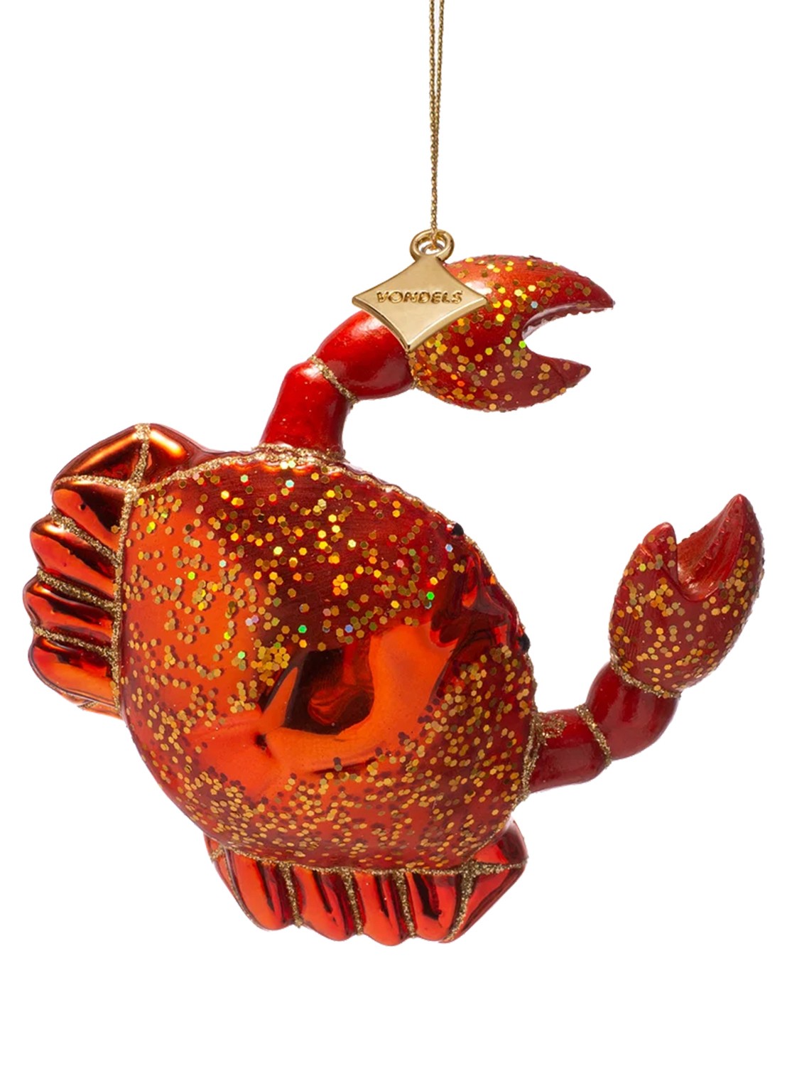 Vondels Krab kersthanger 10 cm - voorkant 2 rood