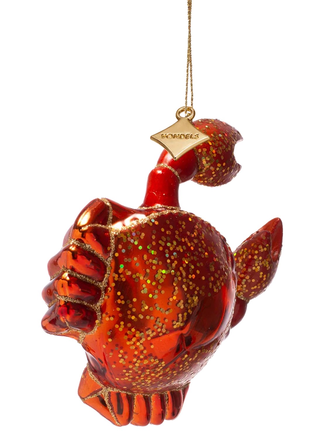 Vondels Krab kersthanger 10 cm - voorkant 3 rood