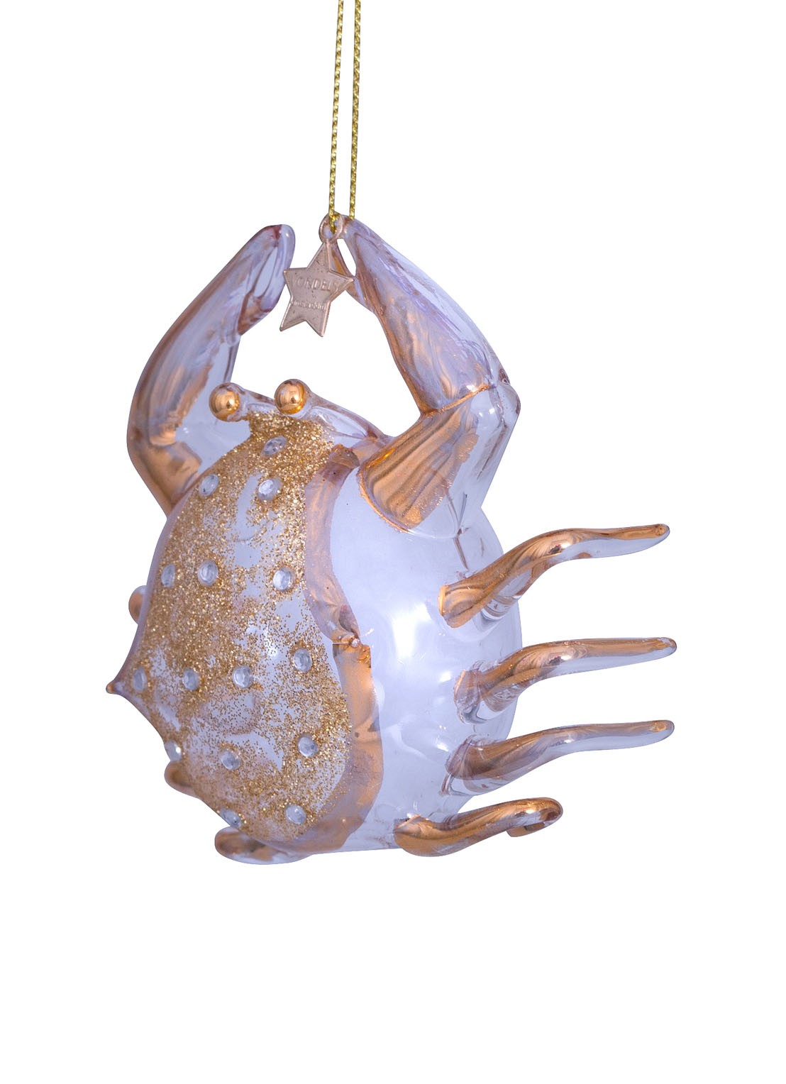 Vondels Krab kersthanger 11 cm - detail 2 goud