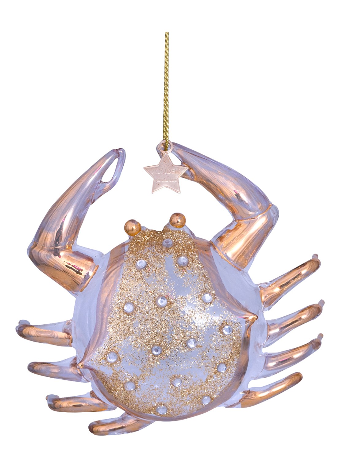 Vondels Krab kersthanger 11 cm - voorkant 4 goud