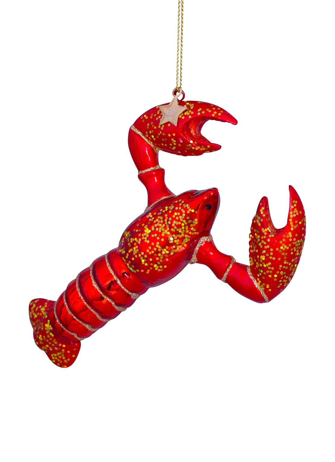Vondels Kreeft kersthanger 13,5 cm - detail rood
