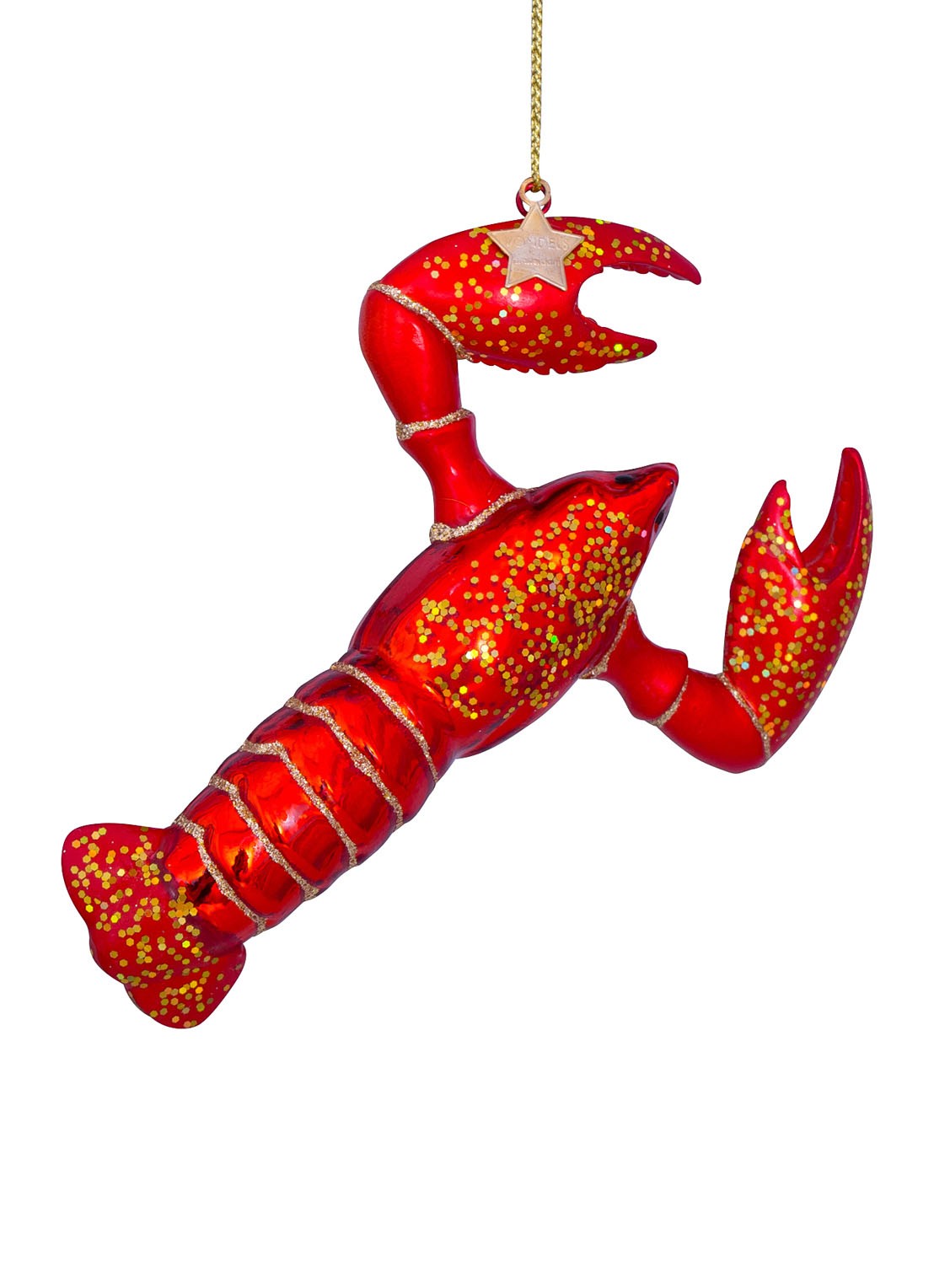 Vondels Kreeft kersthanger 13,5 cm - voorkant 4 rood