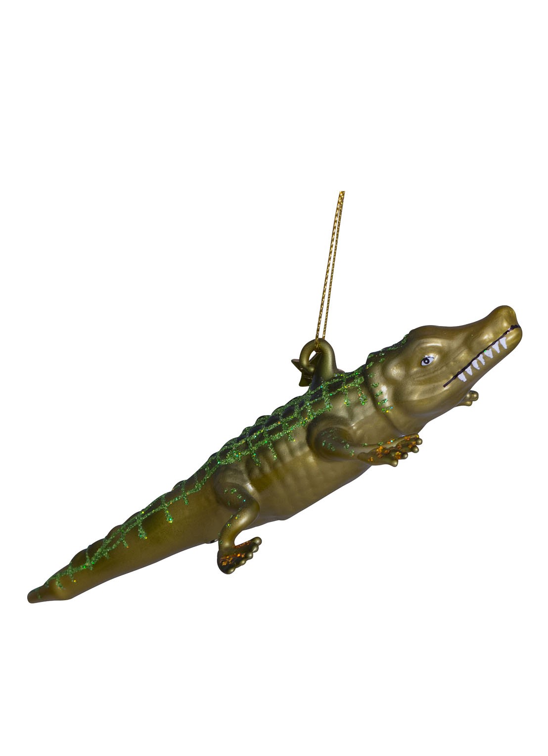 Vondels Krokodil kersthanger 2,5 cm - detail 2 groen