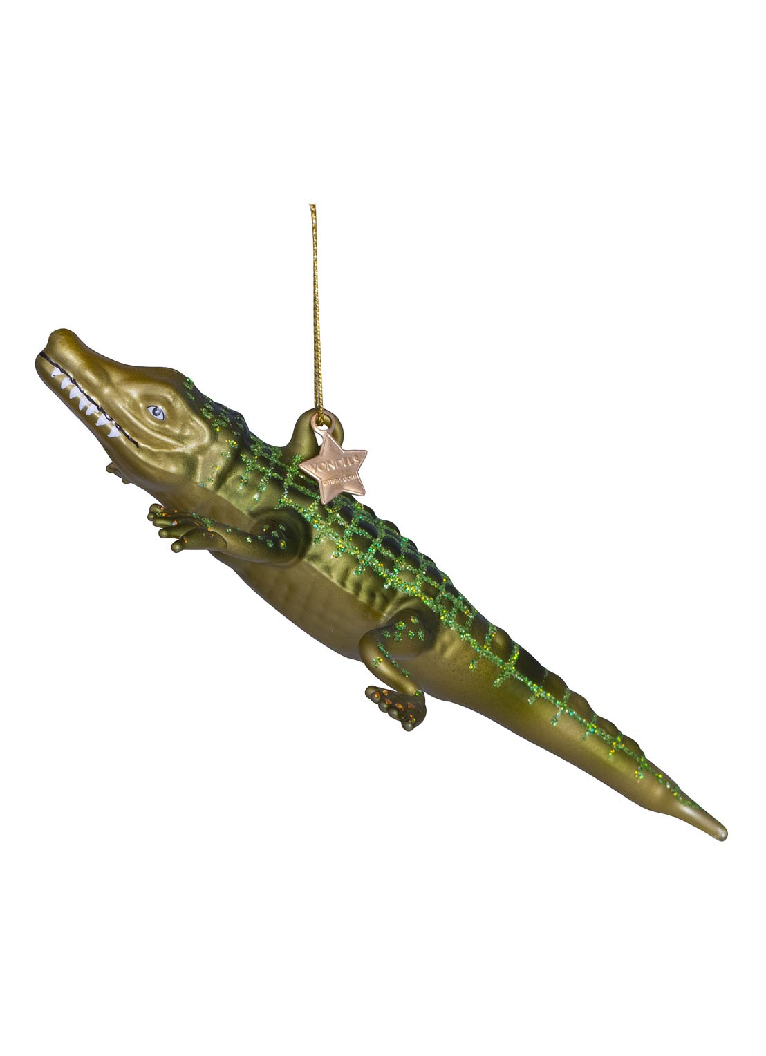 Vondels Krokodil kersthanger 2,5 cm - detail 3 groen
