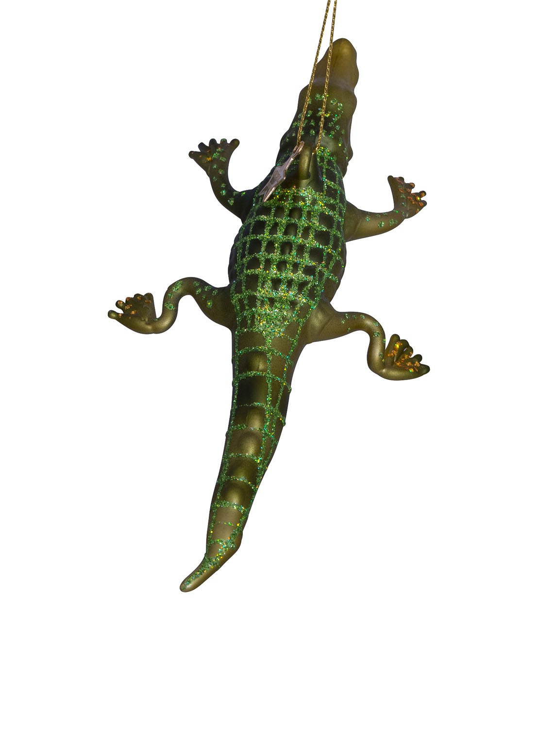 Vondels Krokodil kersthanger 2,5 cm - voorkant groen