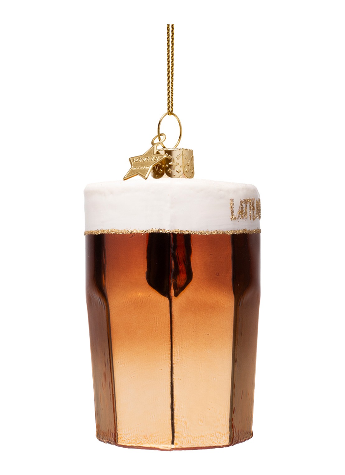 Vondels Latte Macchiato kersthanger 9cm - detail bruin