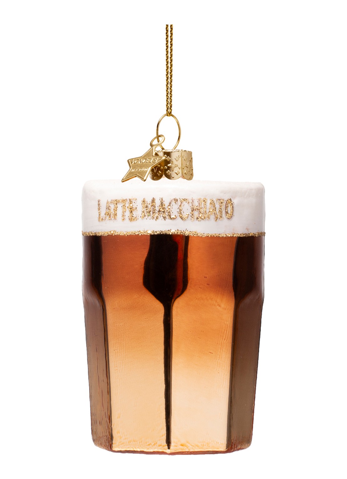 Vondels Latte Macchiato kersthanger 9cm - voorkant 3 bruin