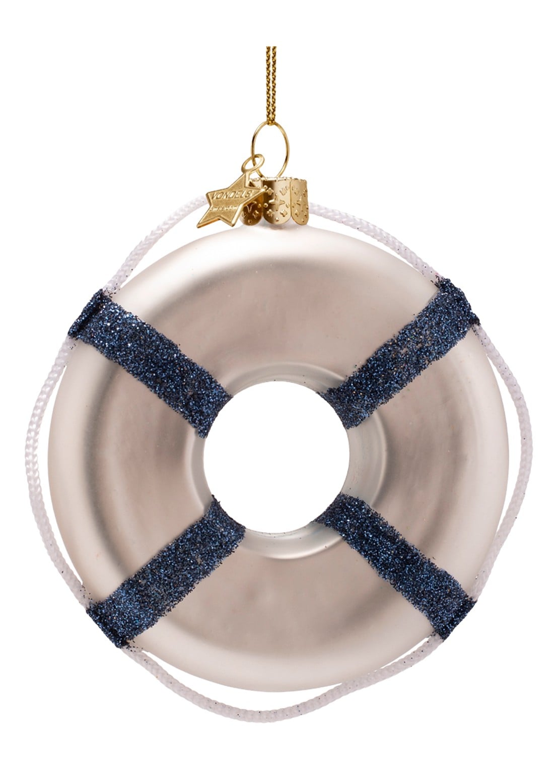 Vondels Lifebuoy Skinny Dipping kersthanger 9,5 cm - achterkant 4 wit