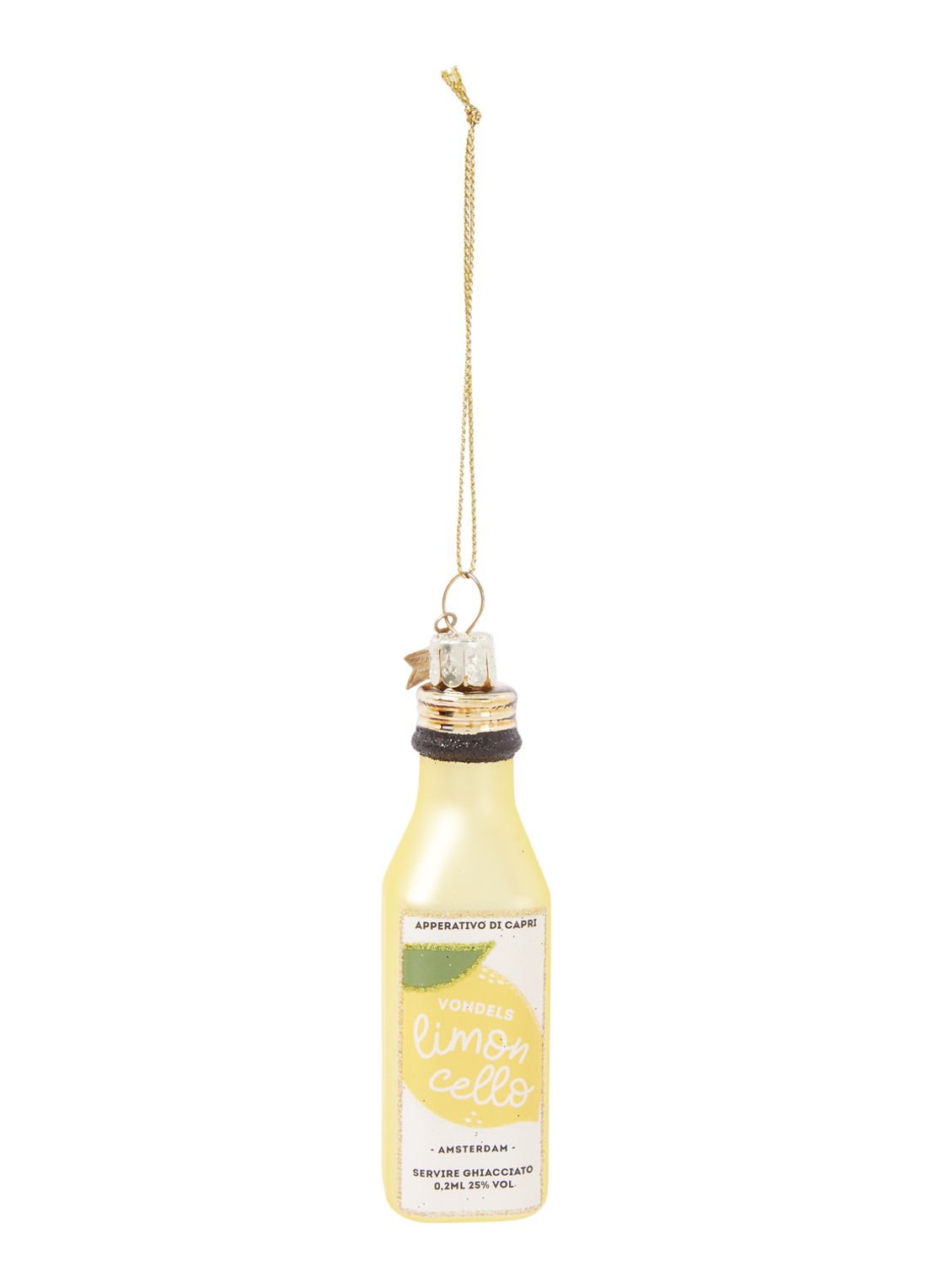 Vondels Limoncello Bottle kersthanger 10,5 cm - voorkant 2 geel