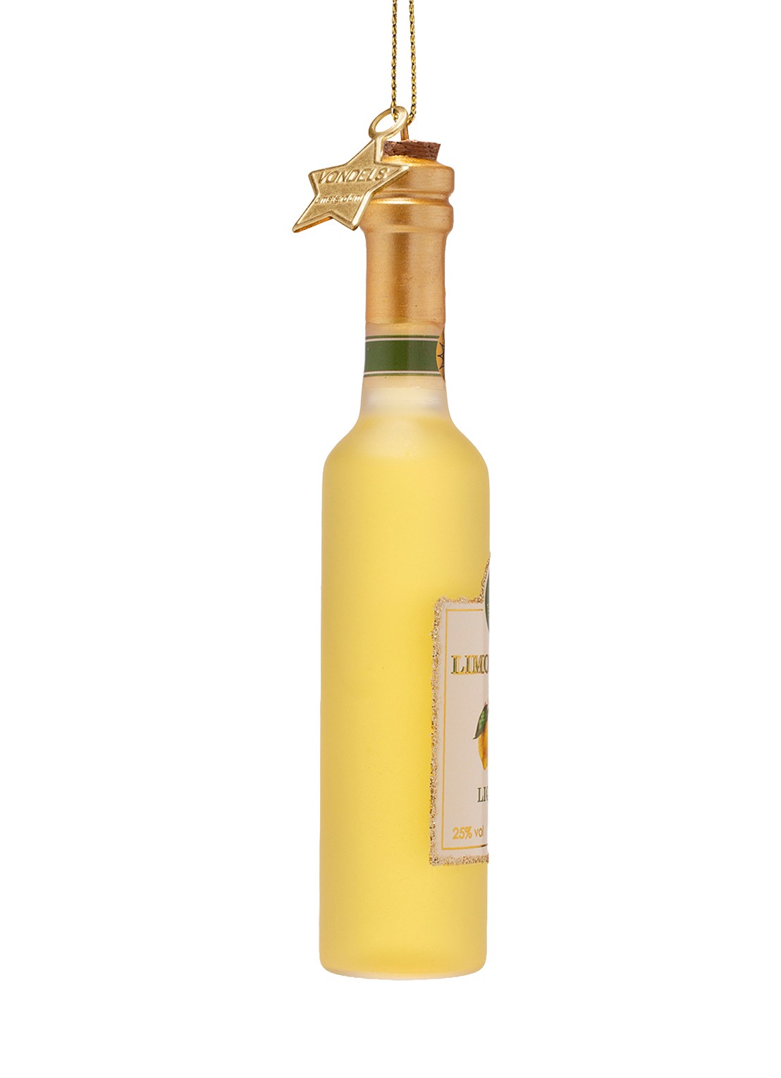 Vondels Limoncello fles kersthanger 13 cm - achterkant goud