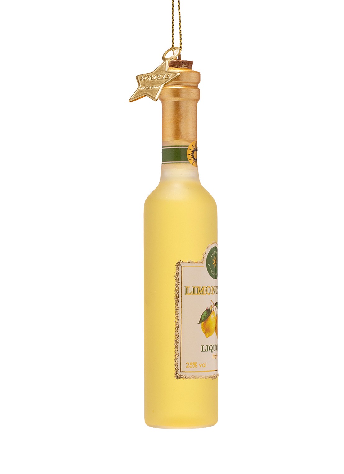Vondels Limoncello fles kersthanger 13 cm - voorkant 3 goud