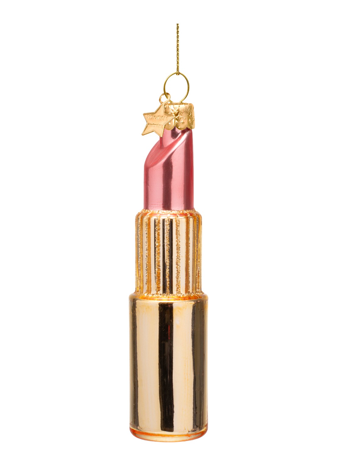 Vondels Lipstick kersthanger 11 cm - voorkant goud