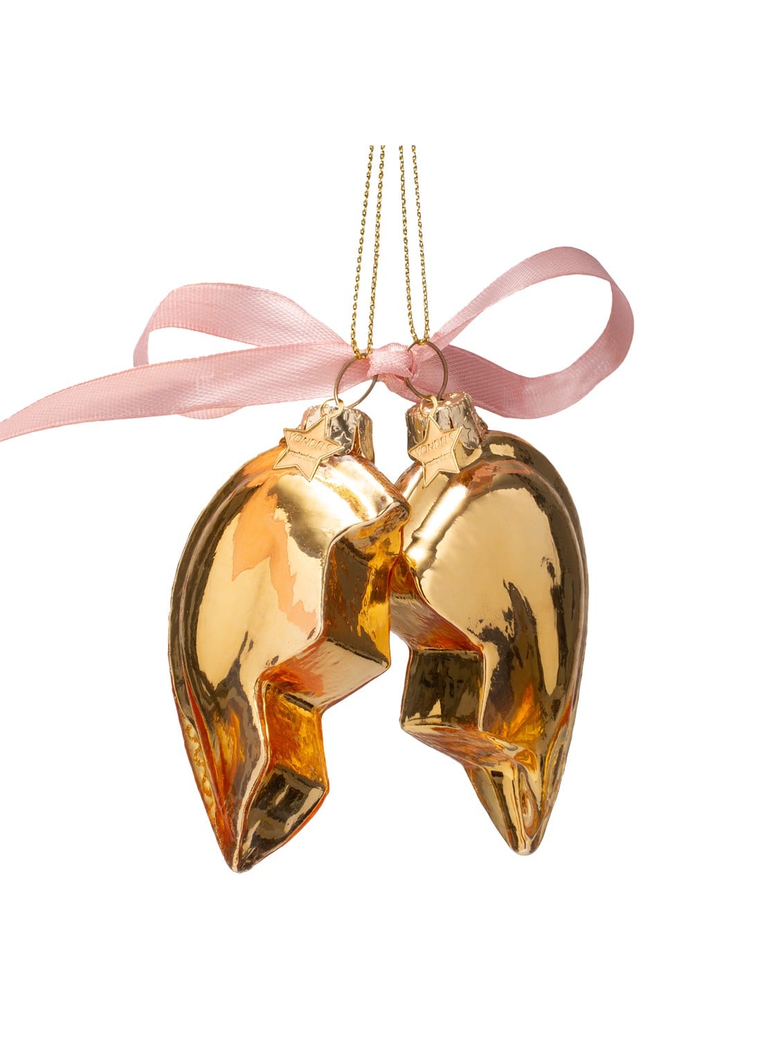 Vondels Love You Heart kersthanger 8 cm - achterkant goud