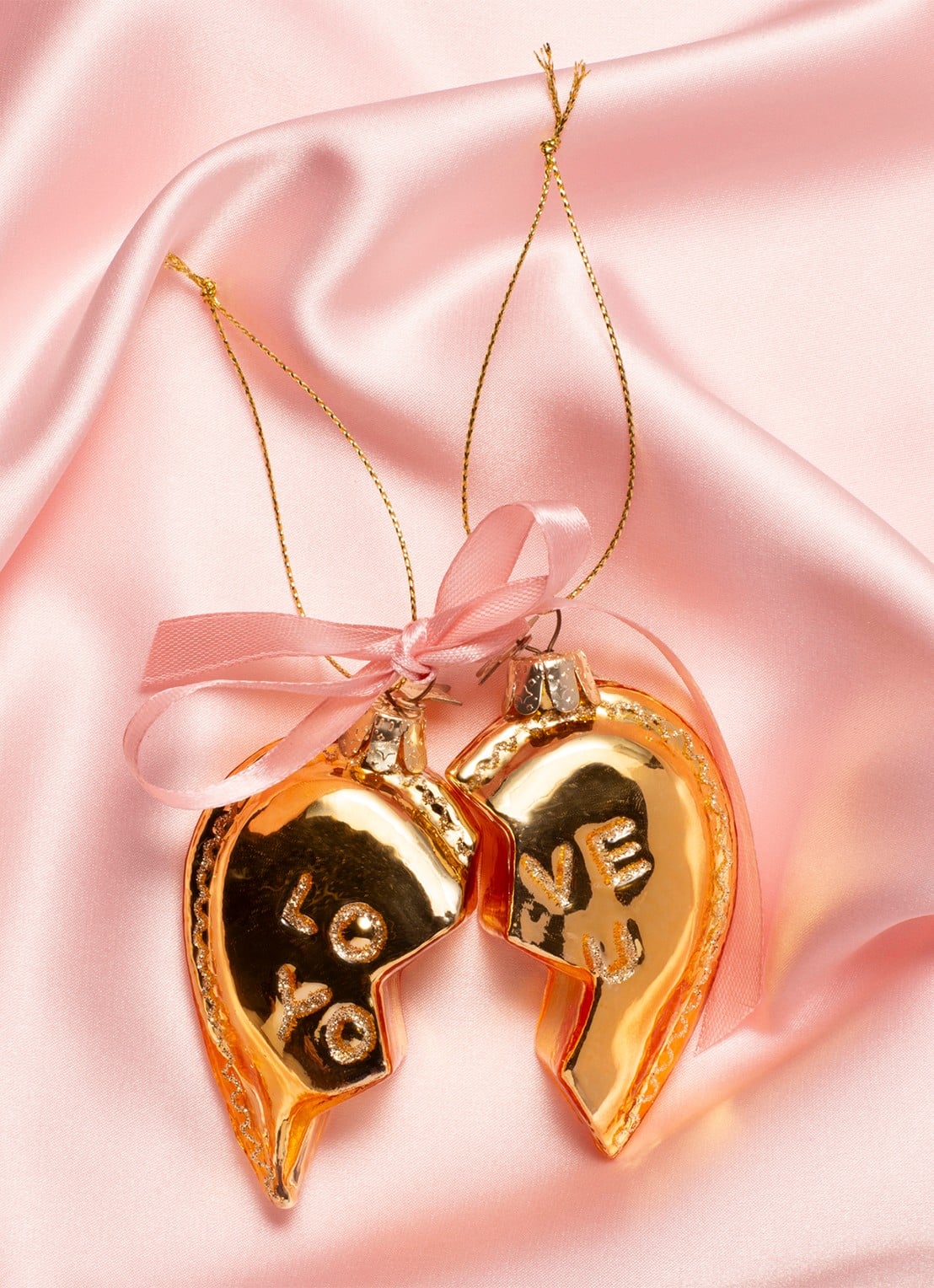 Vondels Love You Heart kersthanger 8 cm - voorkant 3 goud