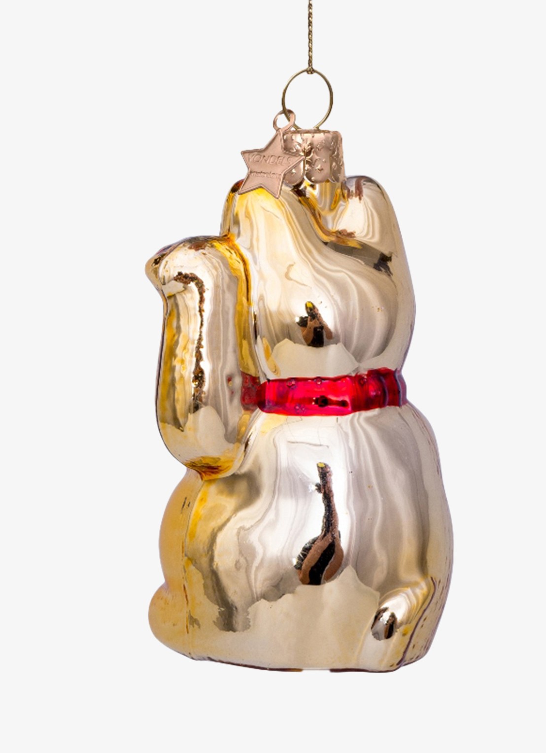 Vondels Lucky Cat kersthanger 10 cm - achterkant 3 goud