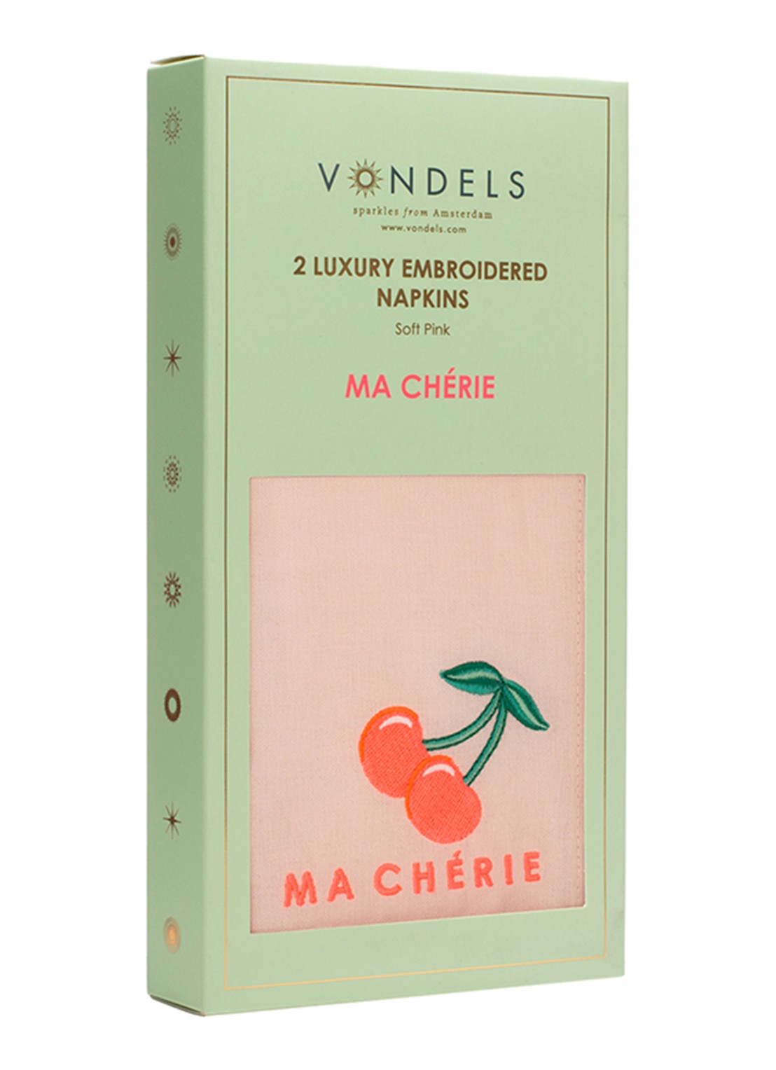 Vondels Ma Cherie servetten 45 x 45 cm set van 2 - detail 3 roze