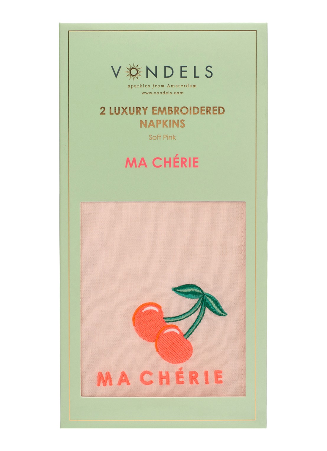 Vondels Ma Cherie servetten 45 x 45 cm set van 2 - detail 4 roze