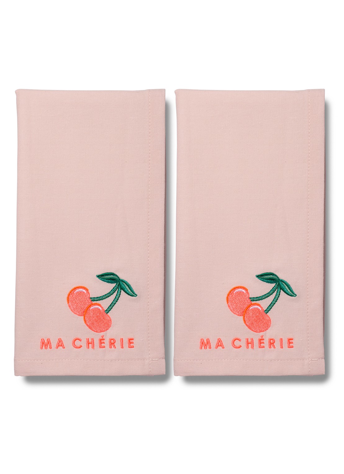Vondels Ma Cherie servetten 45 x 45 cm set van 2 - voorkant roze