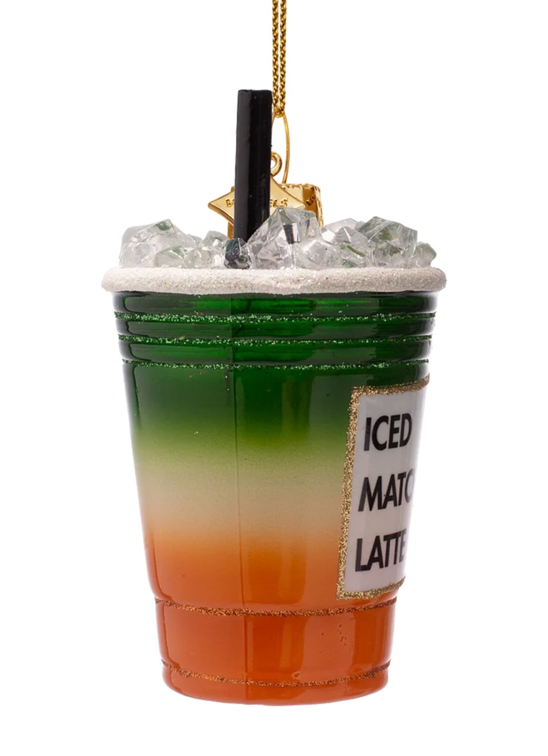Vondels Mango Iced Matcha kersthanger 10 cm - detail groen