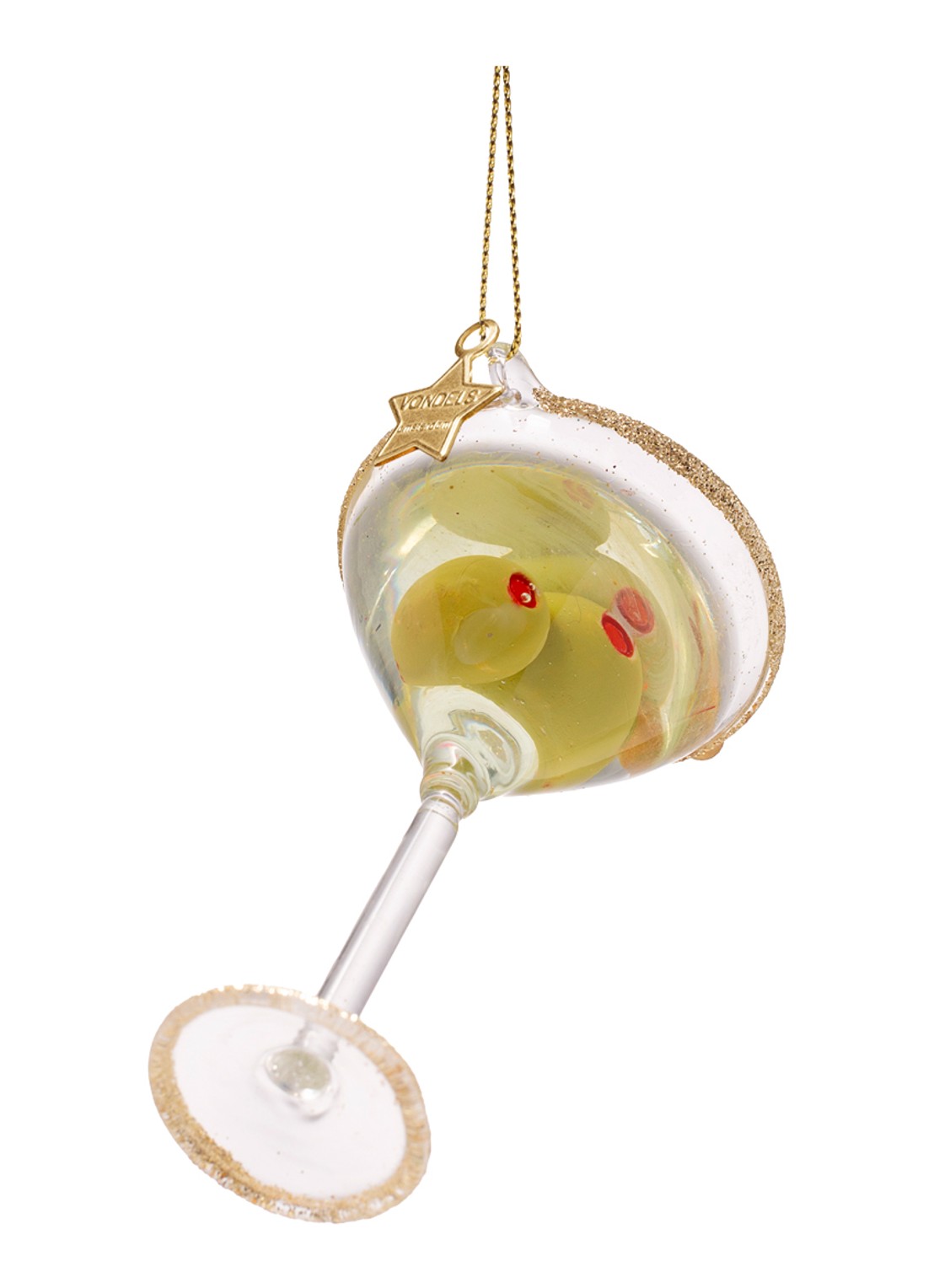 Vondels Martini Cocktail kersthanger 6 cm - achterkant 4 goud