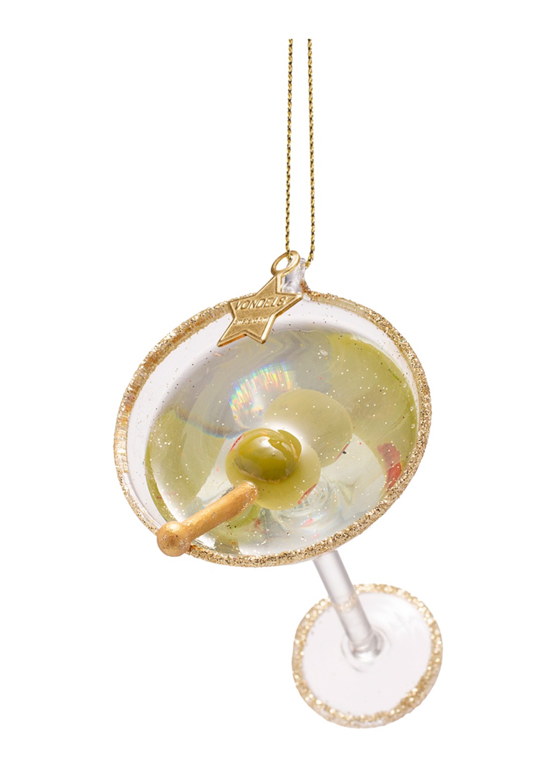 Vondels Martini Cocktail kersthanger 6 cm - detail 3 goud