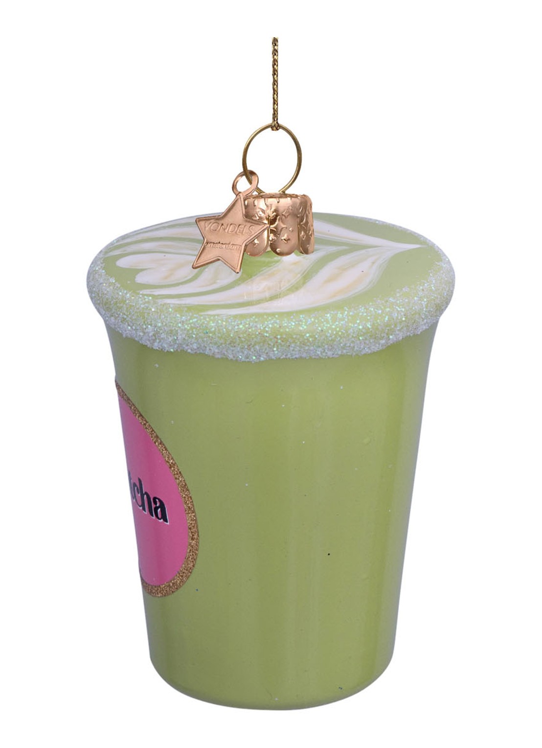 Vondels Matcha Latte kersthanger 8 cm - detail 2 groen