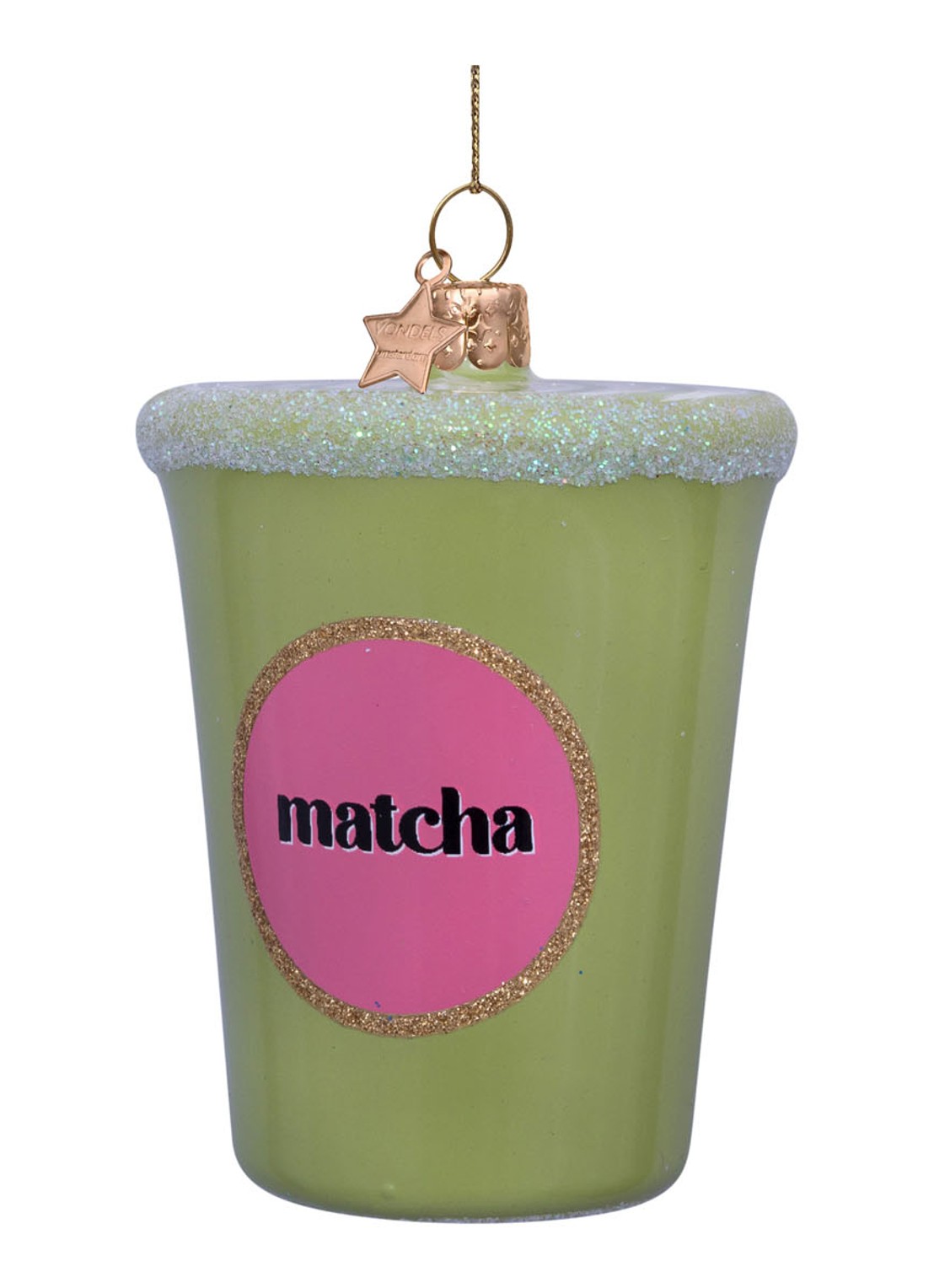 Vondels Matcha Latte kersthanger 8 cm - detail 3 groen