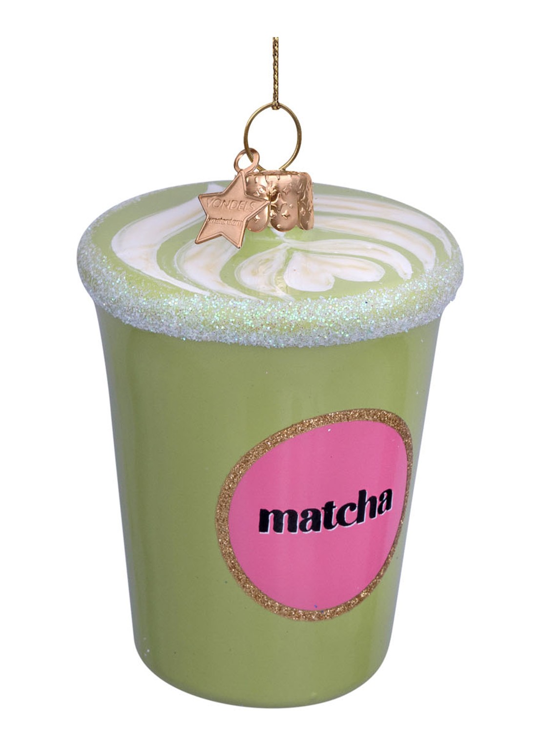 Vondels Matcha Latte kersthanger 8 cm - detail 5 groen