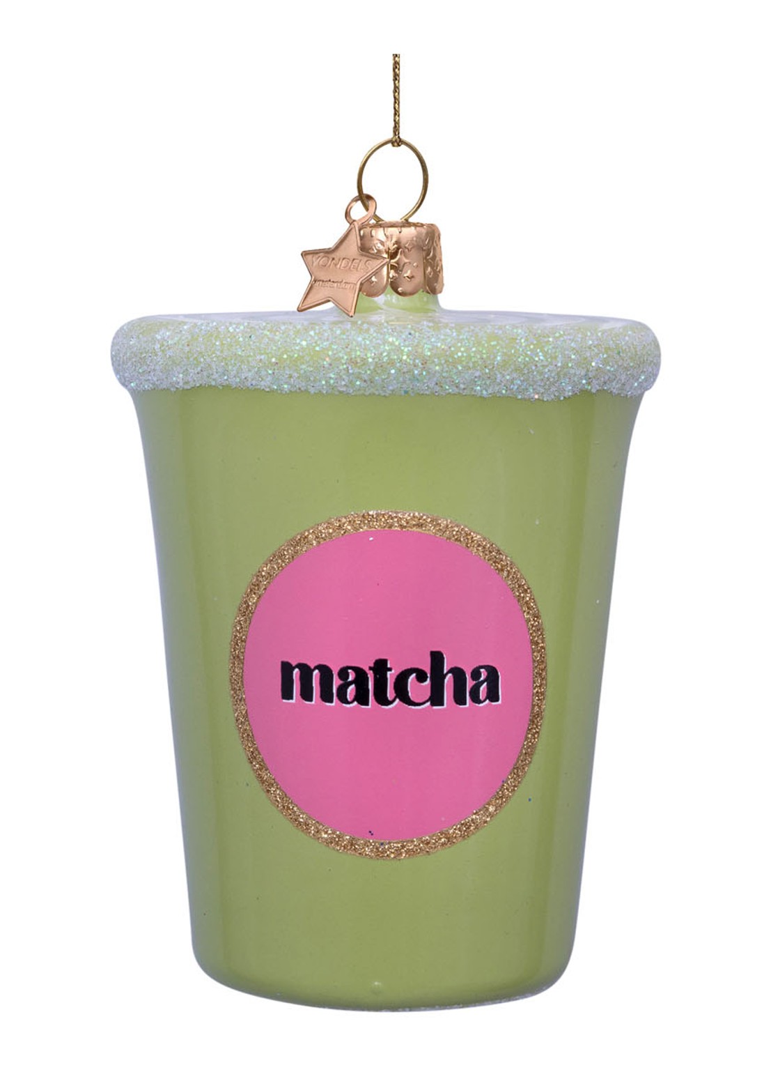 Vondels Matcha Latte kersthanger 8 cm - voorkant groen