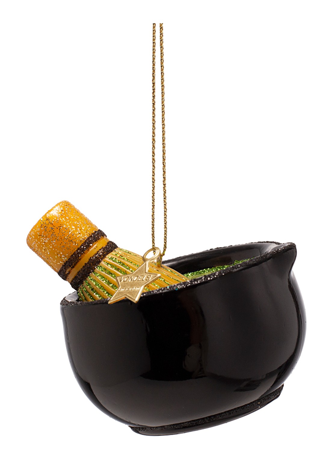 Vondels Matcha Thee Set kersthanger 6 cm - achterkant zwart