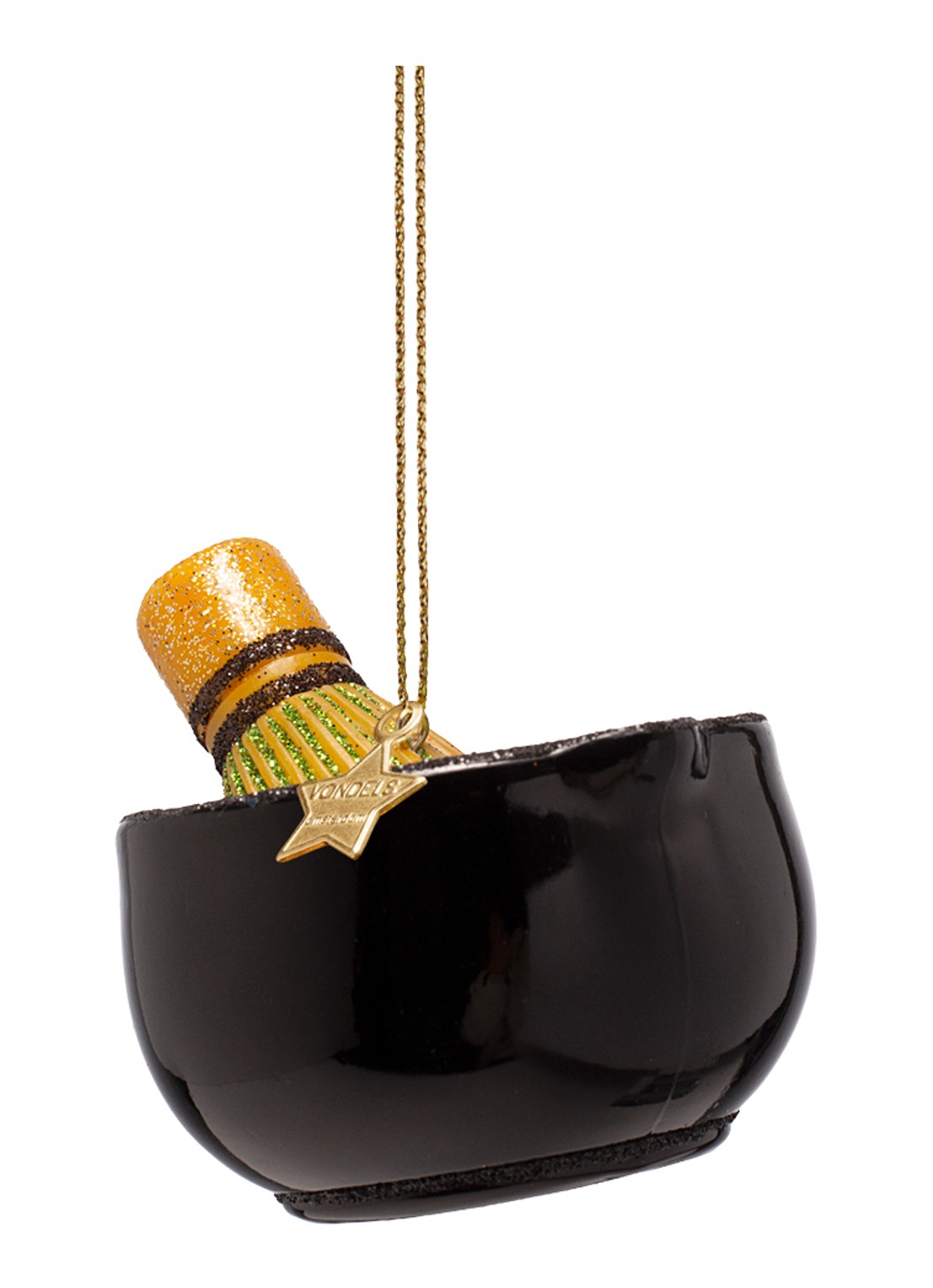 Vondels Matcha Thee Set kersthanger 6 cm - detail 4 zwart