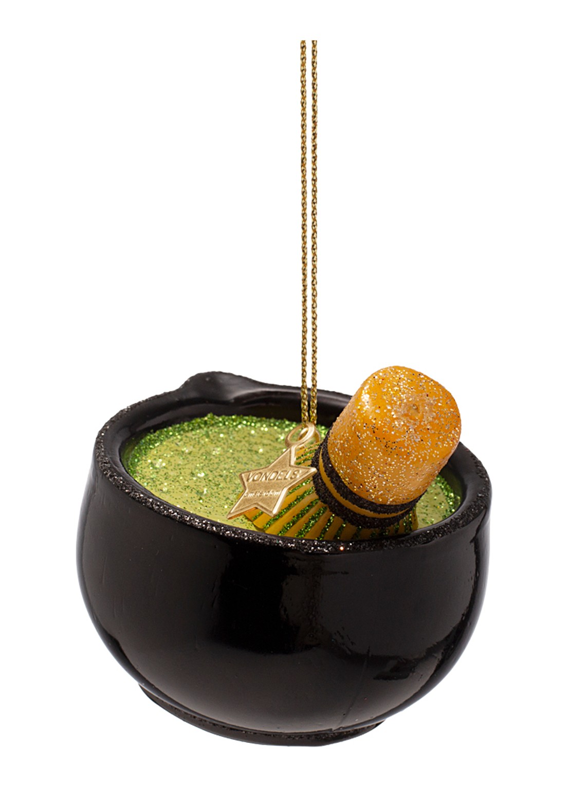 Vondels Matcha Thee Set kersthanger 6 cm - voorkant 3 zwart